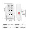 EU Socket With USB And 3 AC Outlets Power Converter Swtich Control 100-240V 16A Wall Socket Standard Plug Adapter Extension
