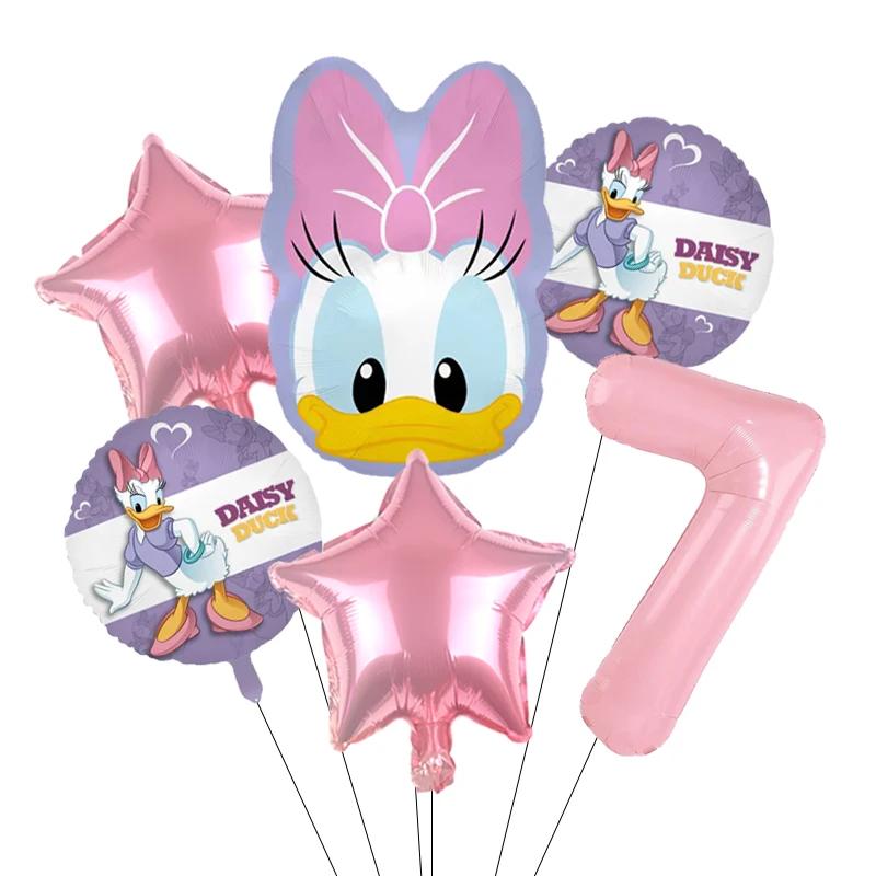 Cartoon Donald Number Duck Daisy Aluminum Film Balloon Set Spherical DIY Birthday Arrangement Party Decoration Balloons Kawaii