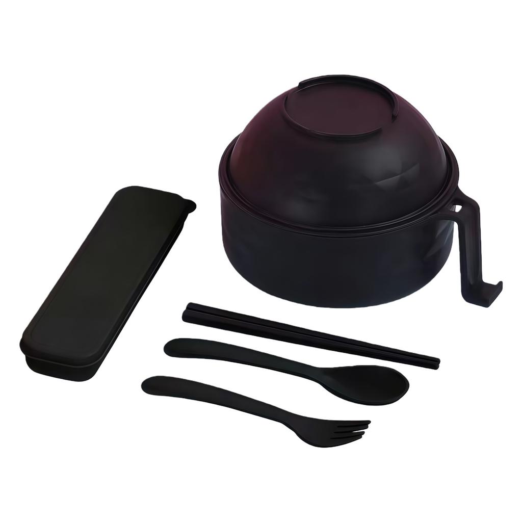 Complete Microwave Ramen Set Includes Bowl Cover Strainer Utensils Spoon Chopsticks Fork For Convenient Meals