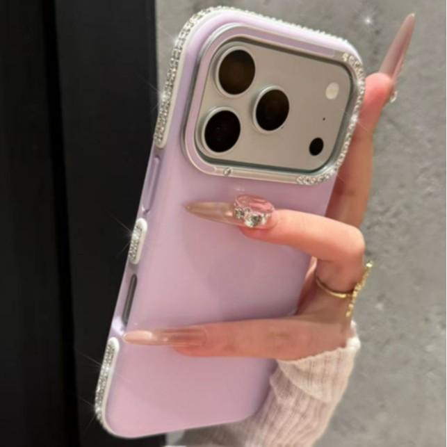 Rhinestone Large Window Anti-Drop Phone Case for Apple 17 Pro/Pro Max - Full Coverage, High-End Feel for Women