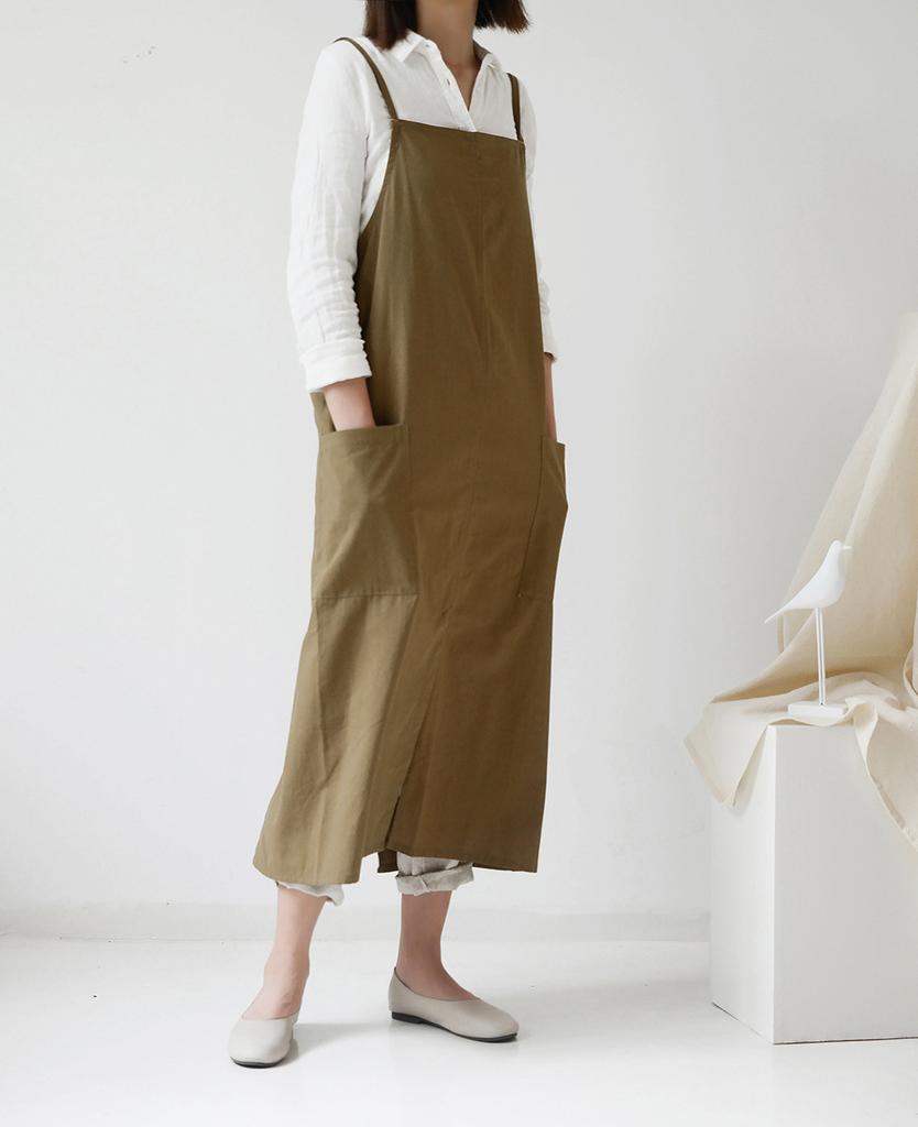 Wasserdichte, atmungsaktive Baumwollschürze für Zuhause, japanische und koreanische Hausarbeit, schmutzabweisend, für Küche, Café, Nagelstudio, Schürze