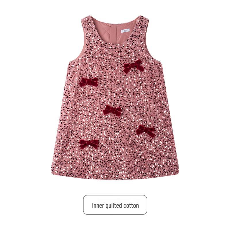Mucmukn Padded Sequin Velvet Bow Princess Dress