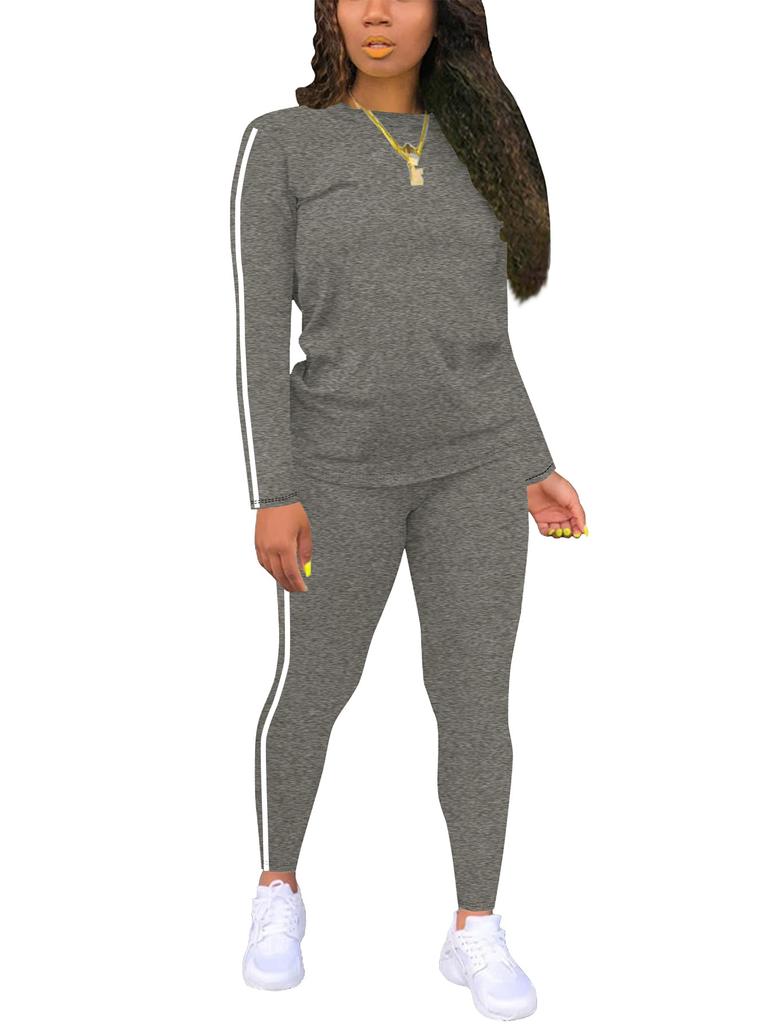 women Green Tracksuit Set with White Side Stripes
