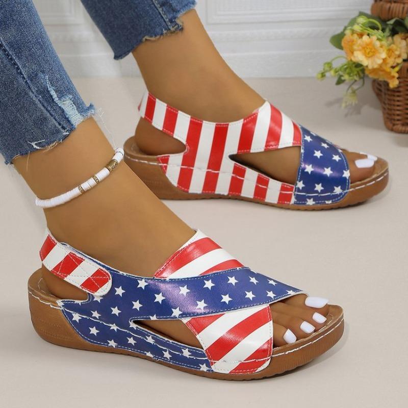 Large size wedge heel sandals women's summer new Velcro light outer wear Xiyin sandals women