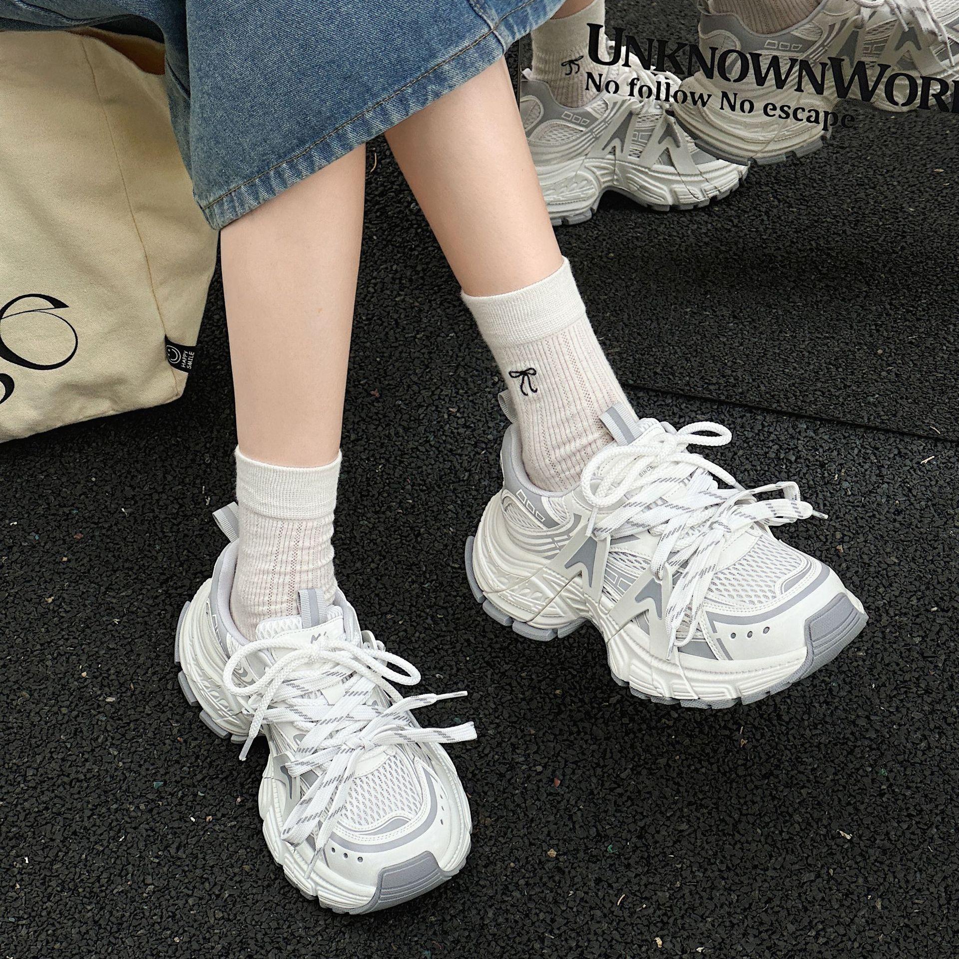 

Thick-soled straps spider dad shoes women s spring new casual sports breathable mesh single shoes 35 серый