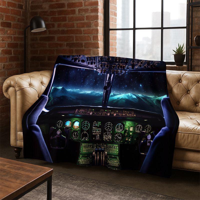 Aircraft Control Cockpit Cabin Spacecraft Moto Flannel Blanket Soft Throw Blanket for Bedroom Living Room Bed Travel Camping