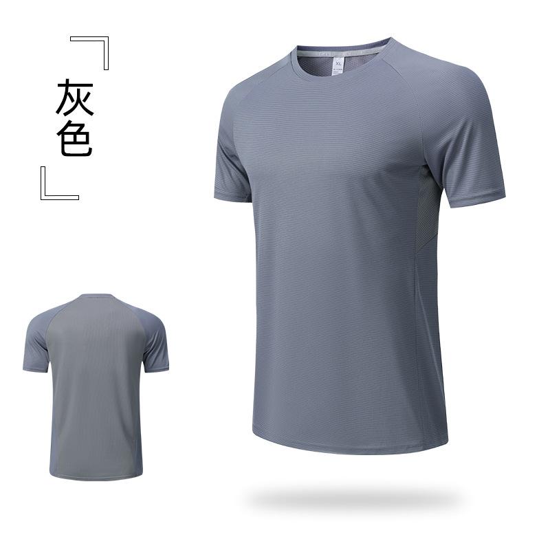 Мужская летняя быстросохнущая спортивная рубашка с круглым вырезом футболка с коротким рукавом для тренировок на открытом воздухе бега фитнеса S серый 1153₽