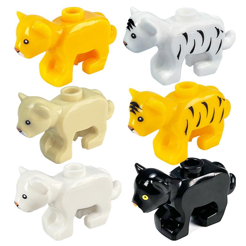 Interesting Toys Building Blocks Animal Tiger Lion Mother Nature Jungle Leopard Panther Mammalian Wildlife Doll Model 5Pcs