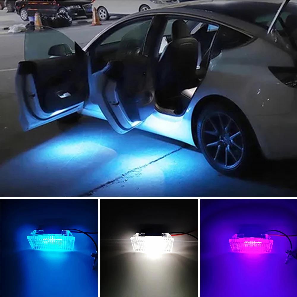 Auto Trunk Light Door Welcome Lamp LED Interior Footwell Light Decorative Lamps Accessories For Tesla Model 3 Y S X 2017- 2025