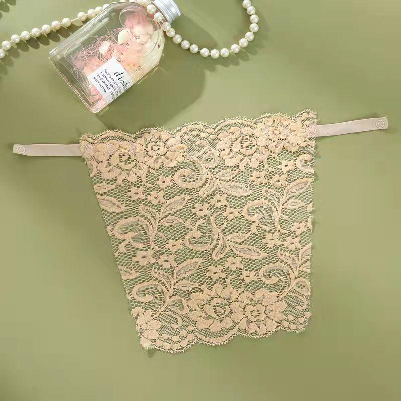 Women's Seamless Strapless Lace-Trim Base Layer with Chest Pad