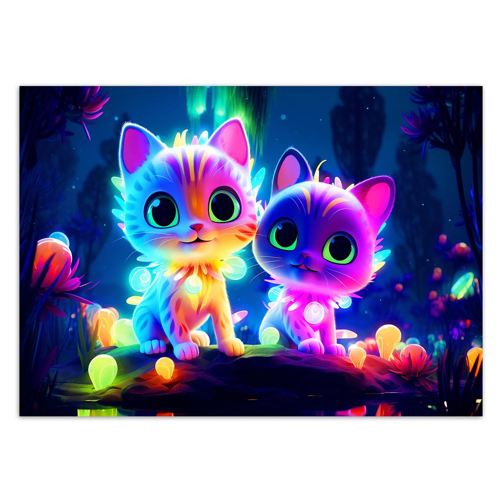 Wallpaper Cute neon cats