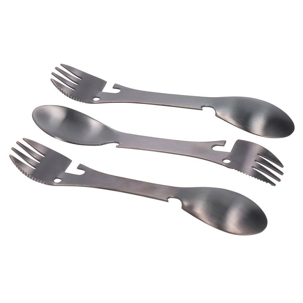 3Pcs Set Outdoor Multifunctional 5 in 1 Knife Spoon Fork Bottle Can Opener Utensil