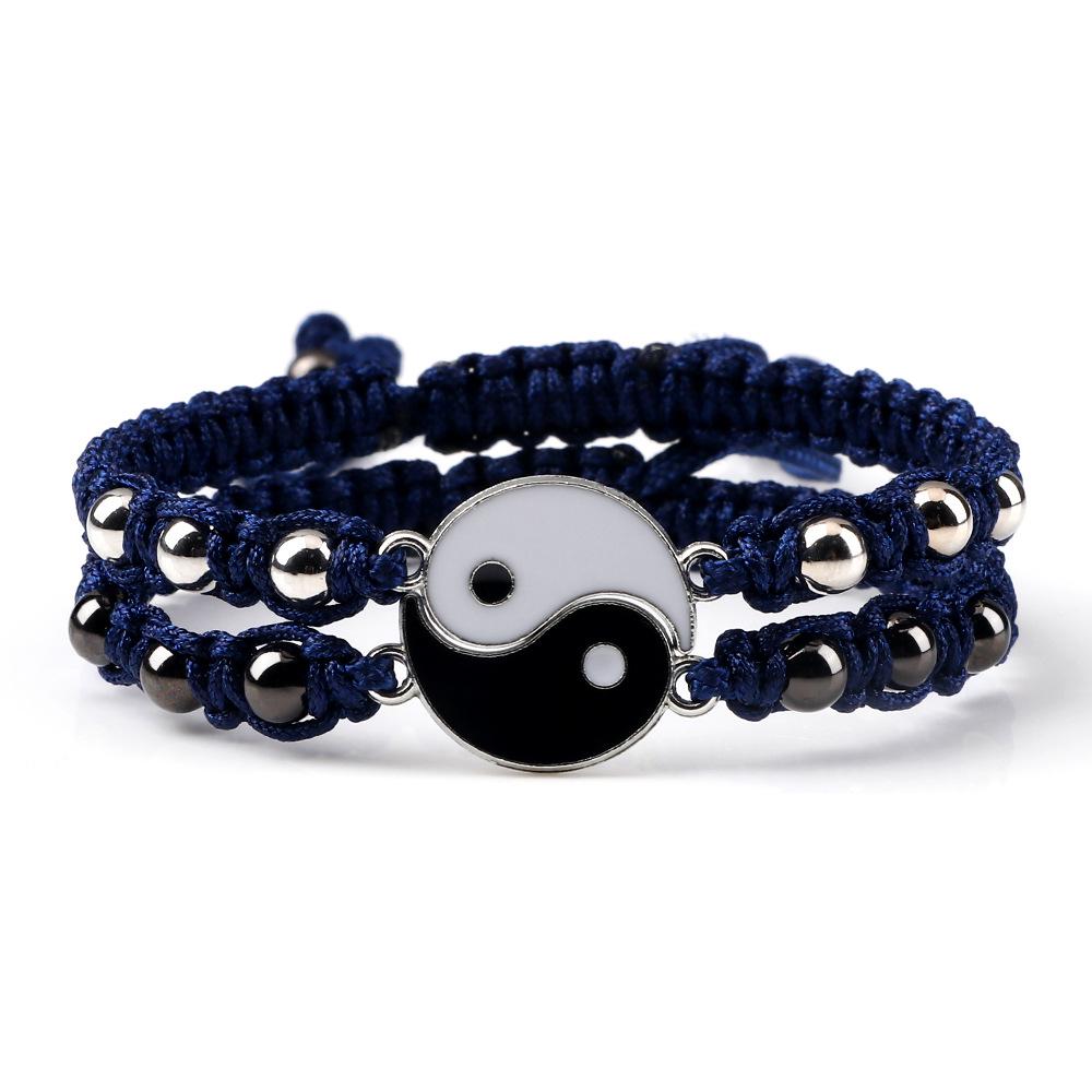 Yin Yang Tai Chi Couple Bracelet Set: Handwoven Chinese Style Beaded Bracelets for Women