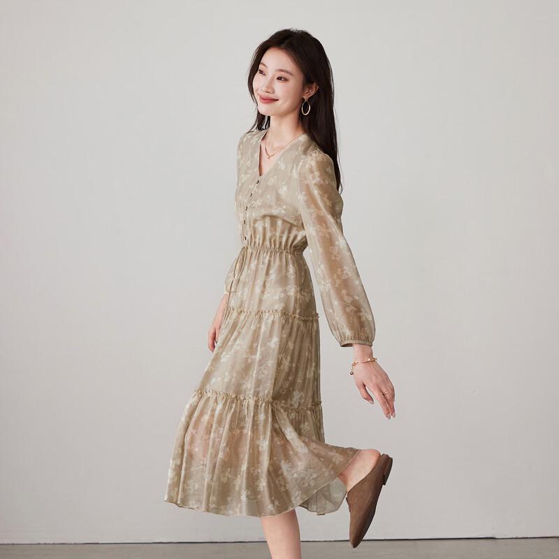 SOFSIL 2026 Spring Floral Lace V-Neck Dress M