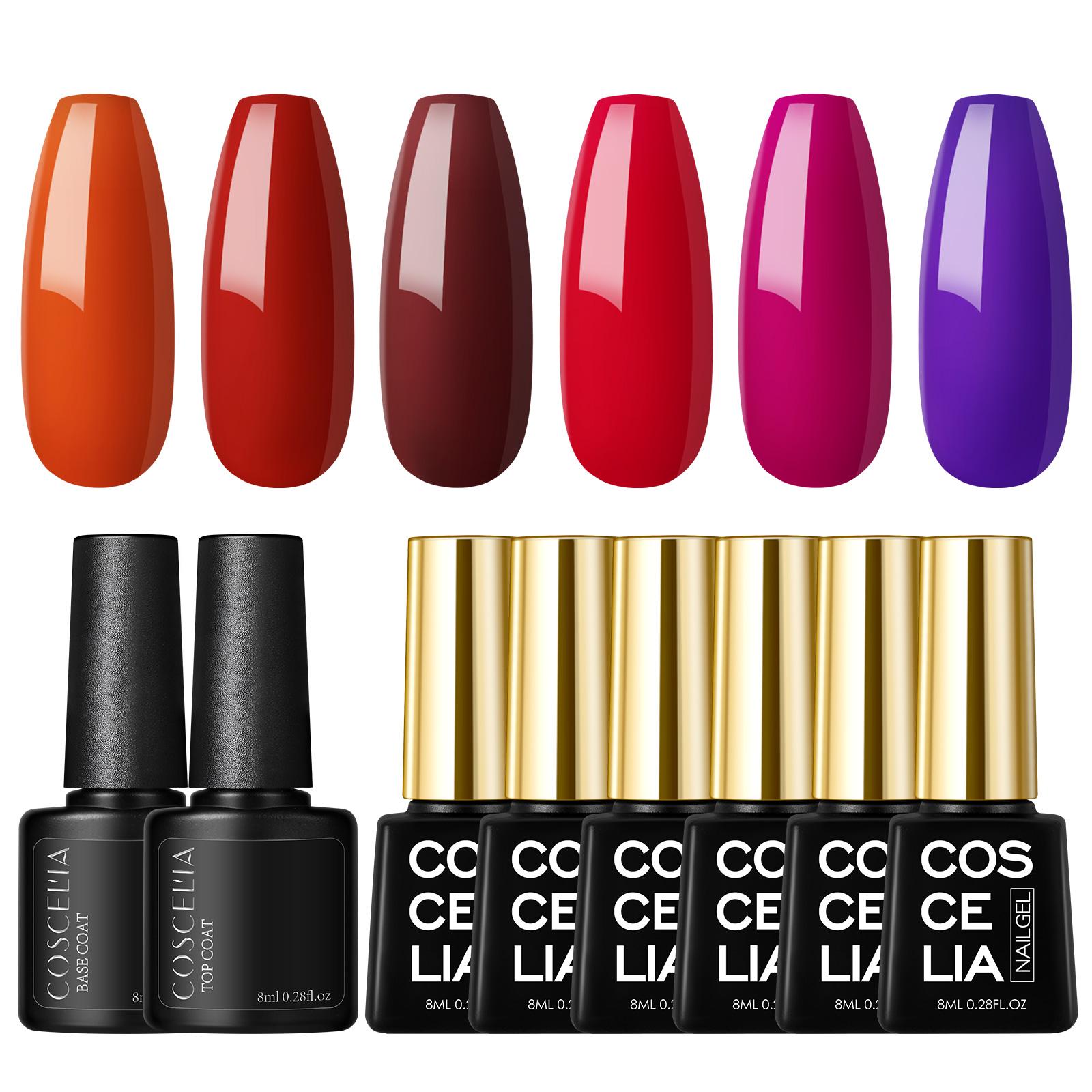 

COSCELIA 8 мл гель-лак для ногтей Верхнее базовое покрытие для маникюрного набора Дизайн ногтей УФ-светодиодный набор гель-лаков 6 цветов Soak Off Гель-лак для ногтей Лак для ногтей Маникюрный салон