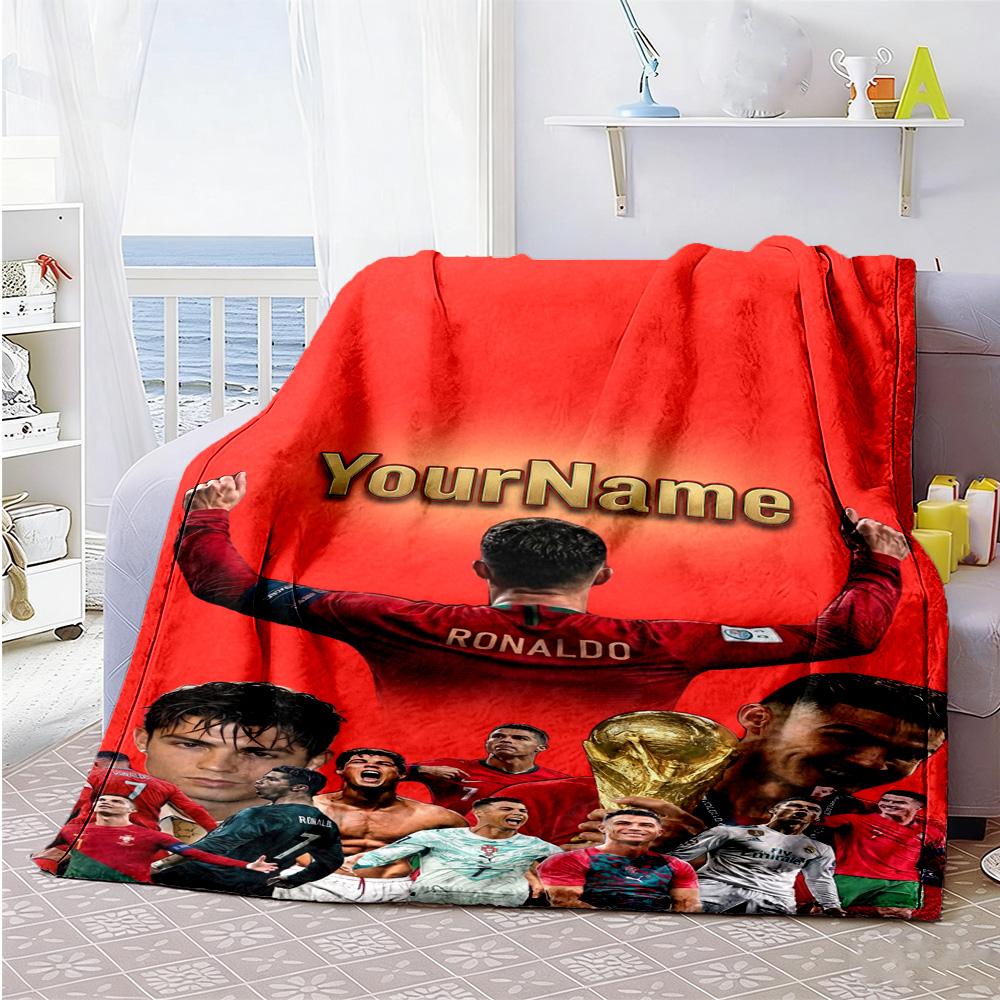 Cristiano Ronaldo Personalized Text Blanket Lightweight Personalized Blanket Warmthful Decor Suitable for Bedding Home Decor Picnics Nap