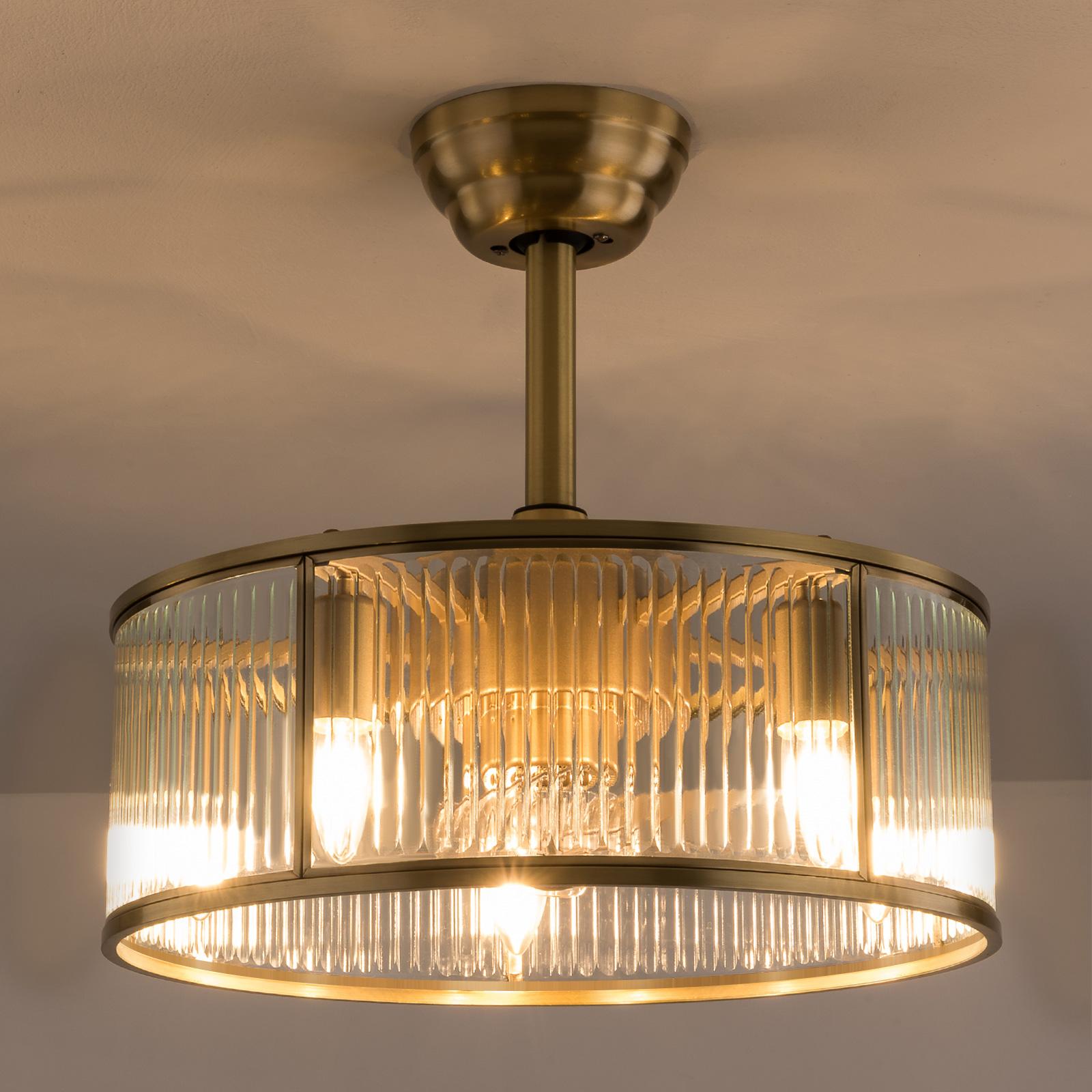 

5-ламповий золотий залізний каркасний стельовий вентилятор з пультом дистанційного керування, стельове світло в індустріальному фермерському стилі, для кухонного острова та вітальні золотий