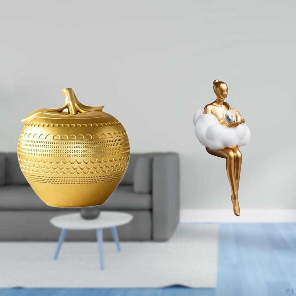 Figurine Resin Ornament Art Modern Sculpture Fruit Statue for Tabletop Bookshelf Dining Room Bedroom