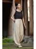 Women's Spring Retro Zen Loose Ramie Cotton Linen Harem Pants for Kung Fu Meditation