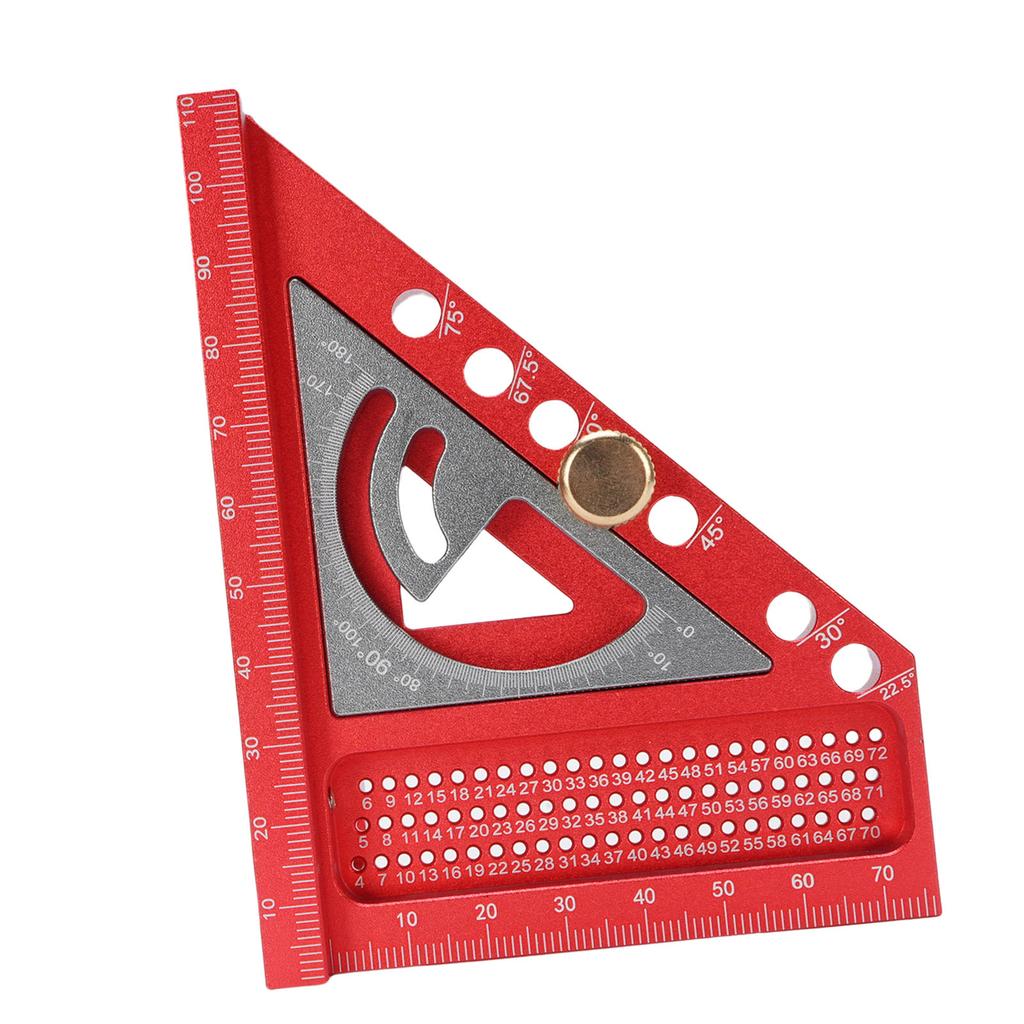 3D Multi Angle Measuring Ruler 0 180 Degree Protractor Aluminum Alloy Anodized Drawing Line Ruler Carpenter Square Red