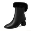 Winter New Style Back Zipper Slimming, Thick and Versatile Women's Boots with Plush and Fashionable Female Designer Boots
