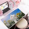 Gaming Mouse Pad Large Desk Mat Antislip Stitched Edges Cute Cartoon Cat Sunflower Print Keyboard Mat for Gamers
