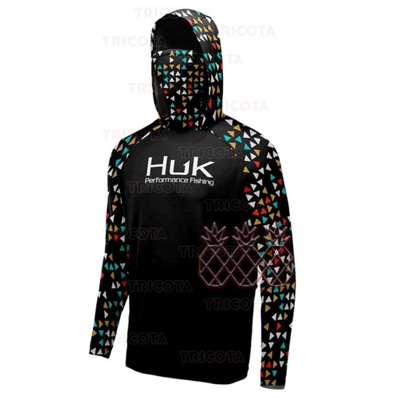 HUK Men's Sun Protection Fishing Hoodie with Mask - Long Sleeve for Summer Lure Fishing