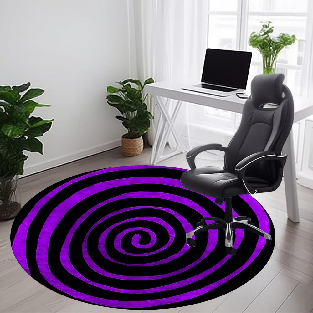 1pc Spiral Pattern Office Round Area Rug,  Mat Suitable ForOffice, Under Office Chairs Bedroom Living Room Home Decor, Room Deco