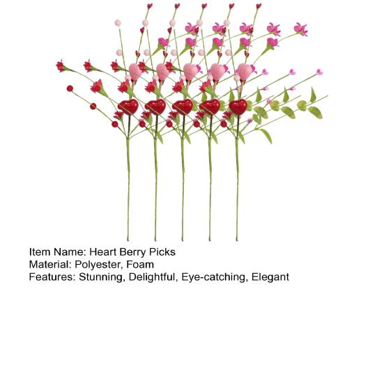 Yousheng Valentine's Day Artificial Berry Stems Pink Red Heart Shaped Berry Picks for Valentine's Day Wedding Party Anniversary Table Home Decor