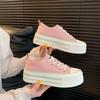Platform Canvas Shoes Women's 2025 Spring New Versatile Casual Sports Board Shoes Small Height Increase Super Fire White Shoes