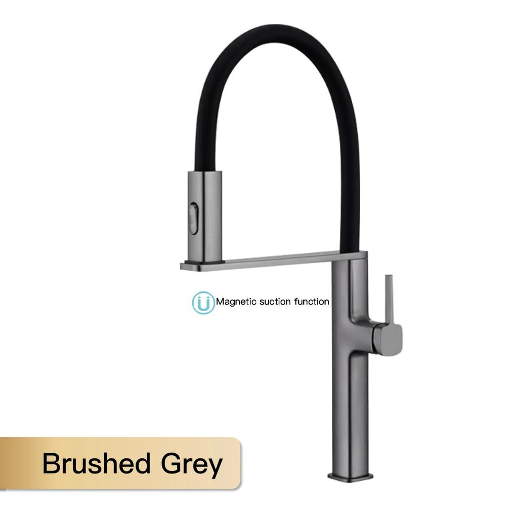 High end black brass kitchen faucet magnetic suction design 2 function single handle cold and hot dual control sink faucet