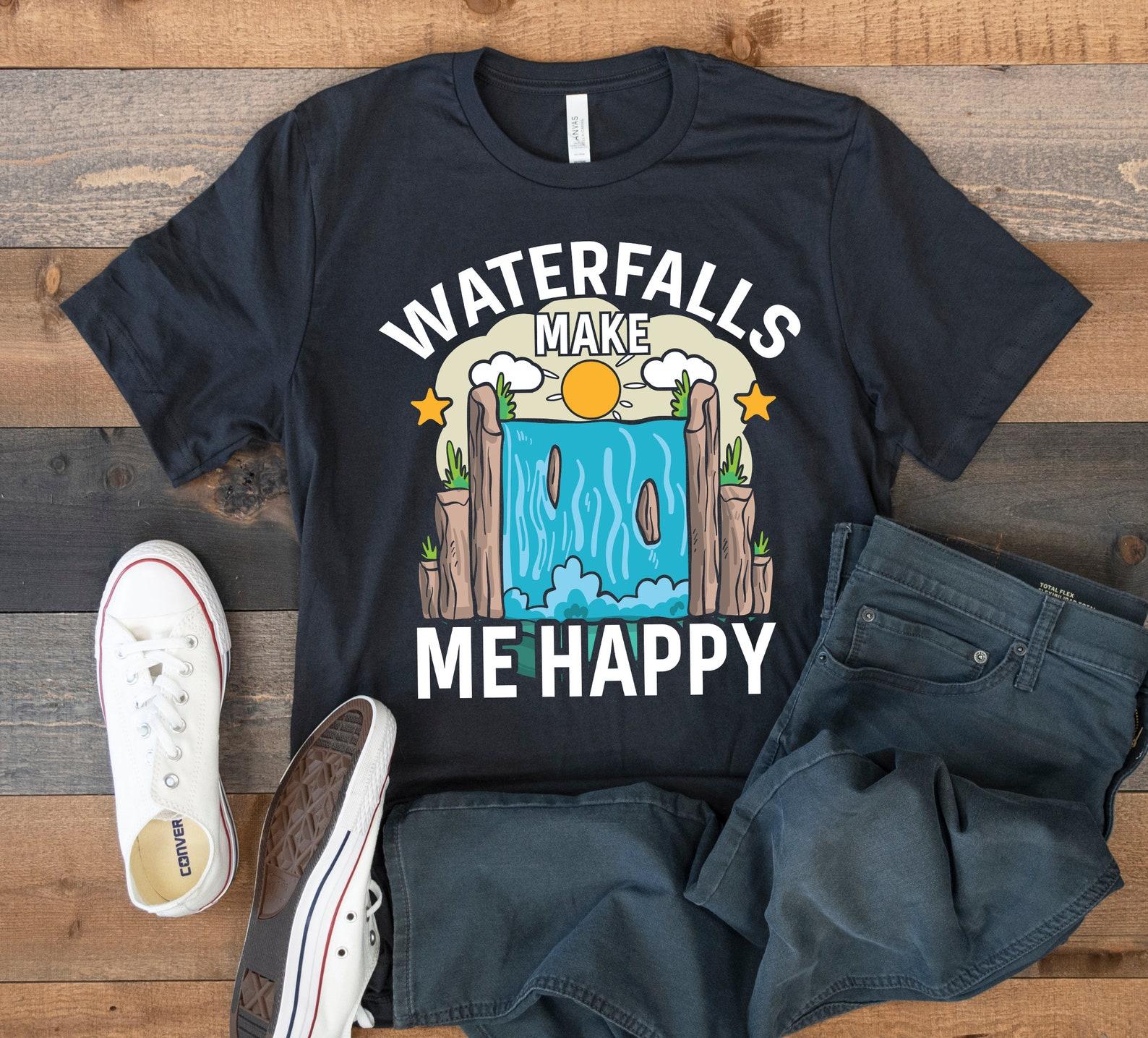 Waterfalls Make Me Happy T-Shirt, Cute Waterfall Hike Tee, Kids T-shirt, Tank Top, T-shirt, T-shirt,T-shirt, Kids Tee Apparel Gift XL