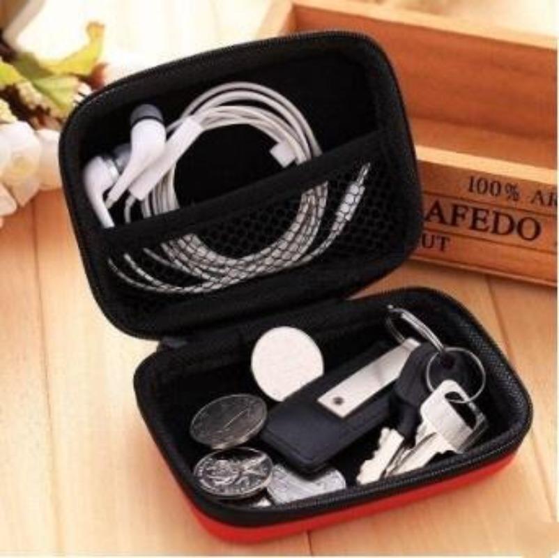 1 Pcs Earphone Wire Box Rectangle Data Line Cables Storage Box Case Container Organizer Coin Purse Box