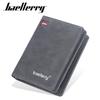 Baellerry Men's Frosted Leather Short Wallet with Zipper, Buckle, and Multi-Card Coin Pouch