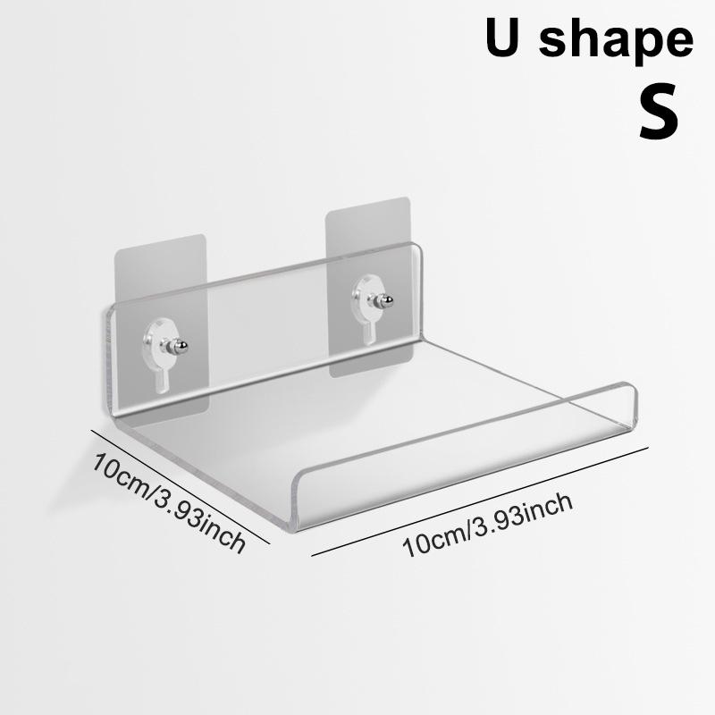 

Прозрачная акриловая полка для стены L/U-образной формы, без перфорации, для хранения настенной панели, органайзер для ванной, кухни, гостиной, настенная витрина U shape S