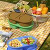 Portable 2 Section Sauce Container Convenient Food Storage Box For Dips And Small Snacks Lunch Box