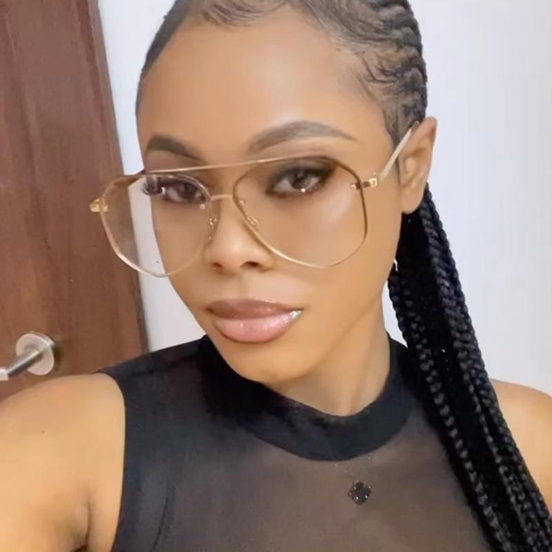 

2024 Retro Double Bridge Metal Sunglasses As Shown