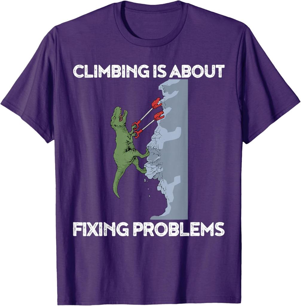 Funny Climbing TShirt TRex Rock Climber Dinosaur Tee TShirt