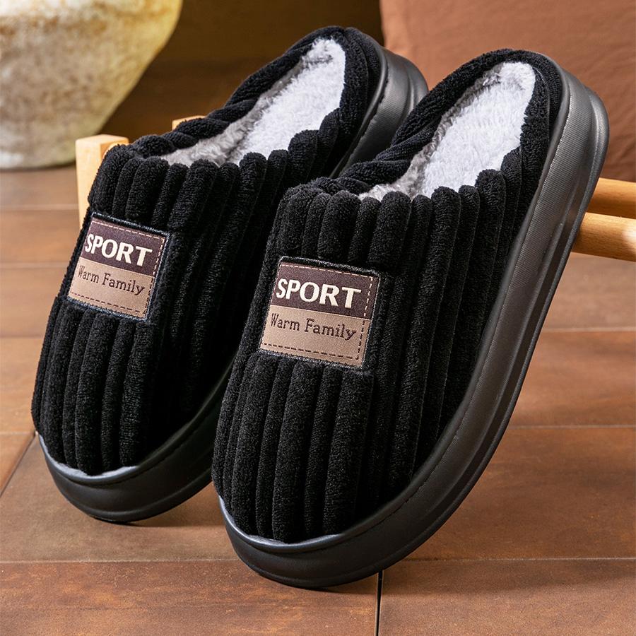 

Winter Men s Plush Memory Foam Home Slippers Thermal Platform Winter House Shoes with Cushioned Non-Slip Sole for Indoor/outdoor Wear 40-41 чорний