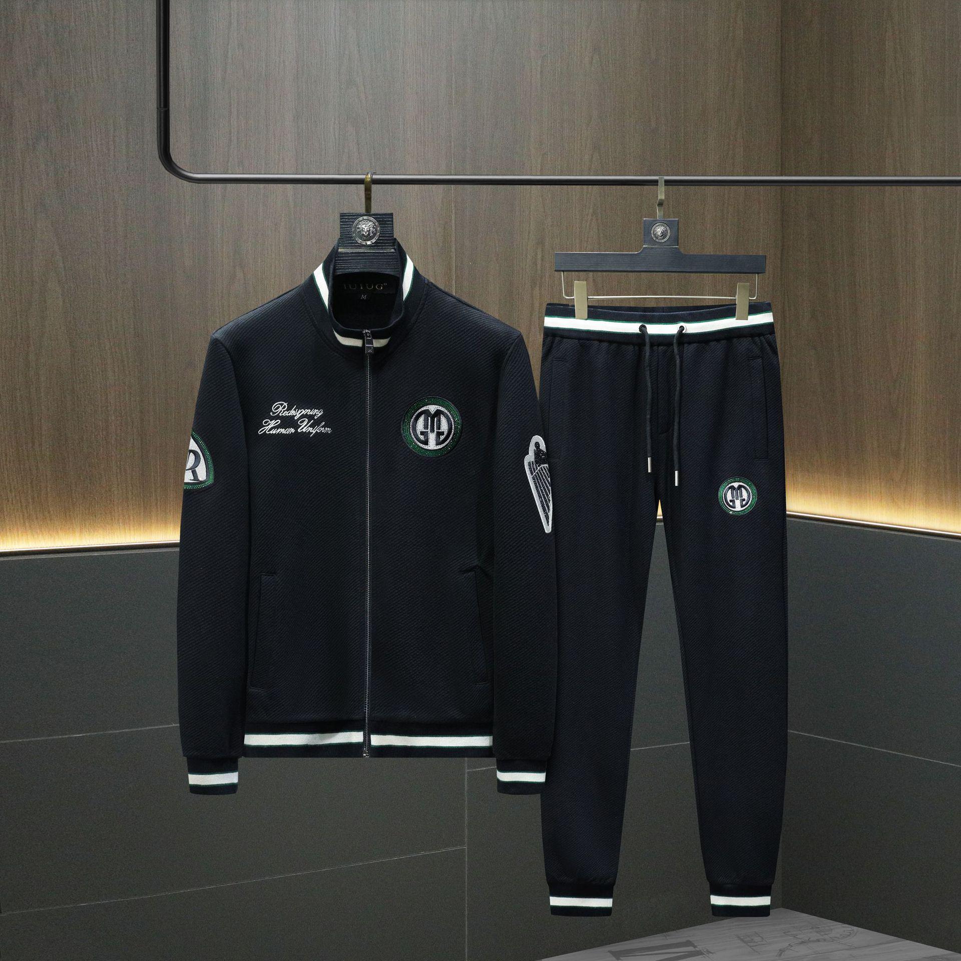 

Мужская вышитая куртка со стойкой и комплект повседневной спортивной одежды для весны/осени XL