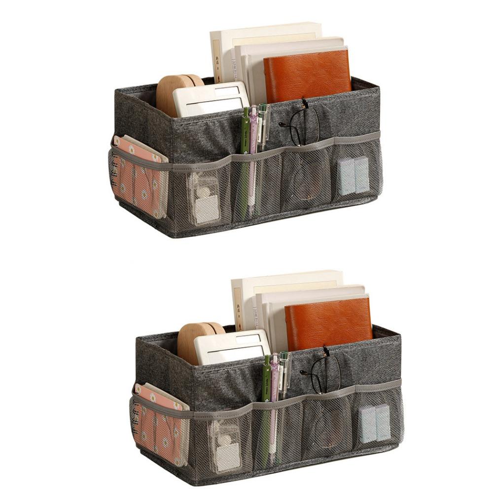 

2 шт. Тканевый ящик для хранения косметики большой вместимости, ящик для хранения мелочей, ящик для хранения нижнего белья для дома серый