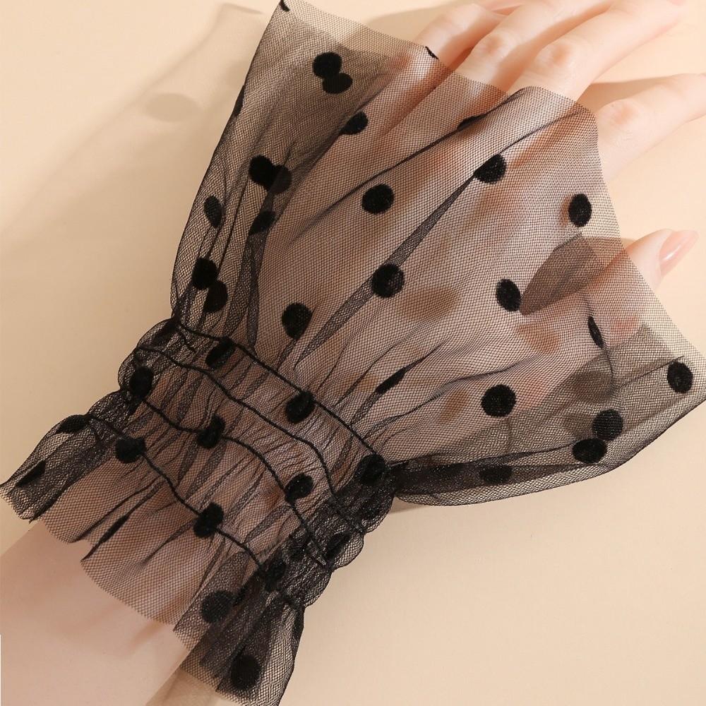 Ruffle Polka Dot Fake Cuffs Pleated Tulle Detachable Wristband False Sleeve Clothing Decorative