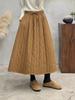 Johnature Woman Winter Vintage Personality Elasticated Waist A-Line Skirt Niche Solid Color Skirts