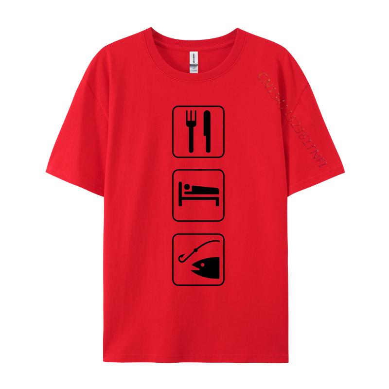 

Eat Sleep Fish Repeat Tshirt Tops Tees Printed On Fitted Normal All Cotton Crewneck Adult TShirt Basic S