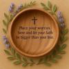 Yousheng Wooden Prayer Bowl Farmhouse Rustic Handcrafted Bible Verses Faith Bowl Round Decorative Scripture Blessing Bowl Religious Christian Gift