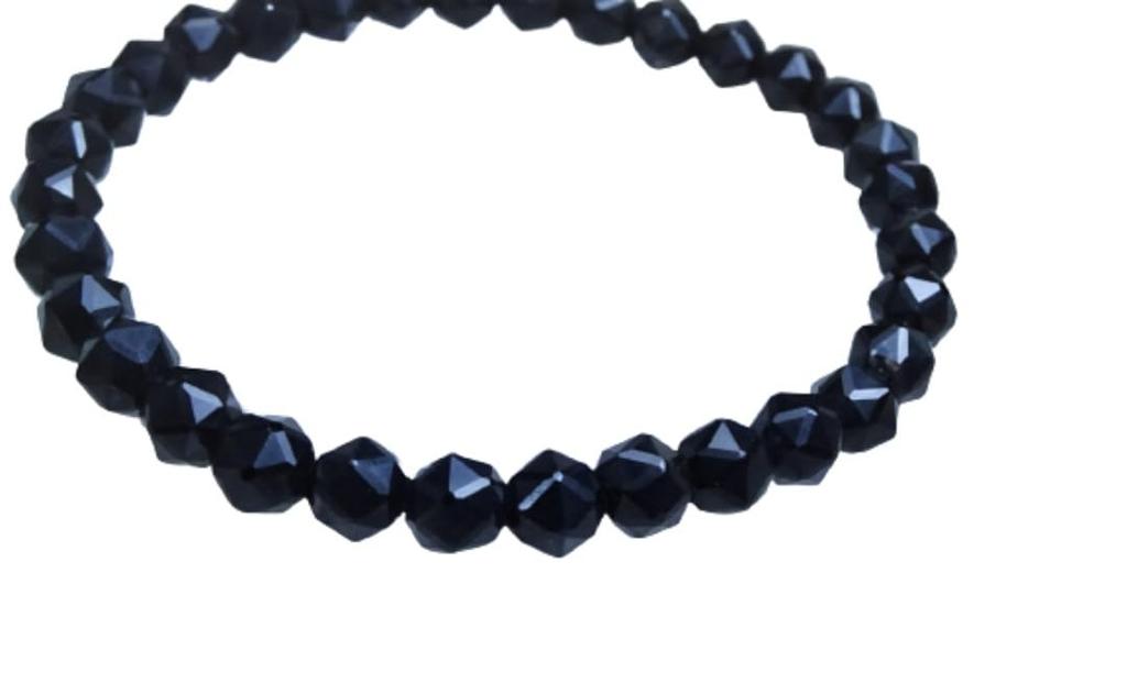 negative bring good Morion Bracelet for Men and Women Natural Power Stone 8mm Cut Black Quartz 16cm Kanoishi [Purify energy, luck] - (Purify,