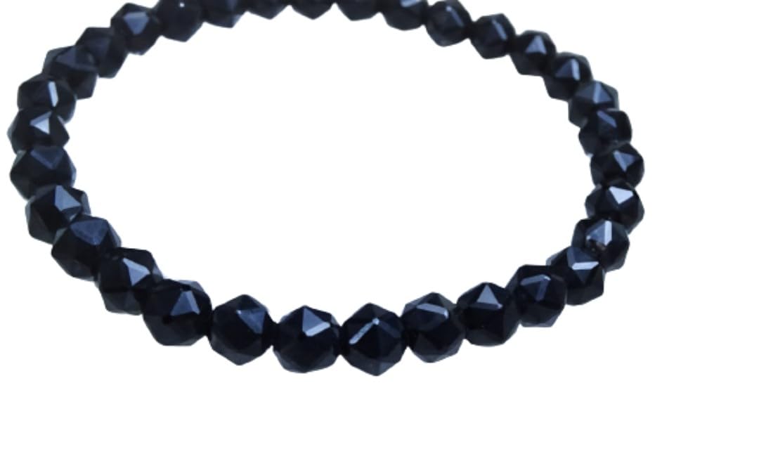 

negative bring good Morion Bracelet for Men and Women Natural Power Stone 8mm Cut Black Quartz 16cm Kanoishi [Purify energy, luck] - (Purify, чорний