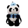Police Panda Plush Backpack With Cartoon Pattern Adjustable Shoulder Bag Straps