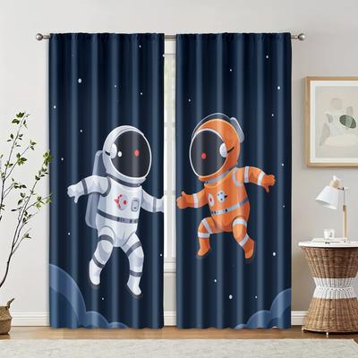 2pcs, Curtains Astronaut Space Astronaut Fabric (without Rod) Stuff Clearance Use for Living Room, Office, Kitchen, Bedroom,