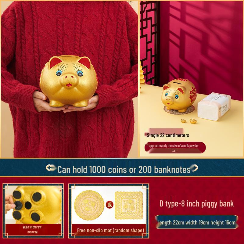 Large Capacity Golden Pig Piggy Bank 2025 Model for Kids